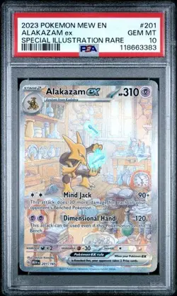 2023 POKEMON MEW EN-151 | ALAKAZAM EX SPECIAL ILLUSTRATION RARE 201 PSA 10 - Image 1