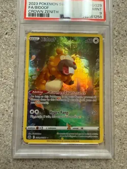 Bidoof GG29/GG70 Crown Zenith: Galarian Gallery Holo Card PSA Mint 9 - Image 2
