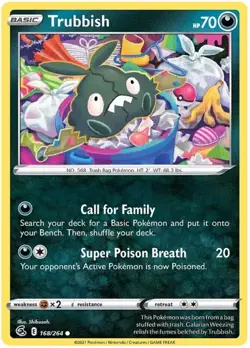 Pokemon - Trubbish - 168/264 - Common - Sword & Shield - Fusion Strike - NM - Image 1