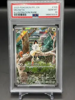 2025 Pokemon Phantasmal Flames MEOWTH 106/094 Illustration Rare GEM MINT PSA 10 - Image 1