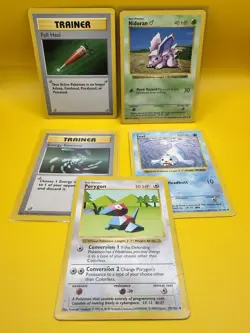 Pokemon TCG Base Set Shadowless Vintage 5-Card Lot Seel, Nidoran, LP-HP - Image 1
