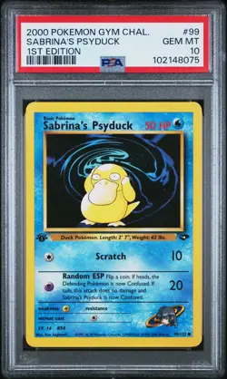 2000 POKEMON GYM CHALLENGE 1ST EDITION #99 SABRINA'S PSYDUCK PSA 10 - Image 1