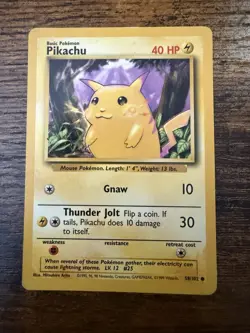 Pokemon TCG Pikachu Base Set 58/102 Regular Unlimited Common Yellow Cheeks 1999 - Image 1