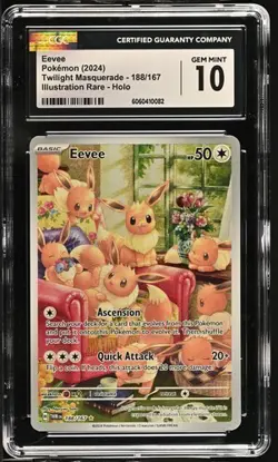 CGC 10 GEM MINT Eevee 188/167 Illustration Rare Pokemon Card Twilight Mascarade - Image 1