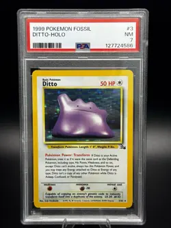 PSA 7 - Ditto 3/62 Fossil Unlimited - Holo Rare - WOTC - Pokemon Vintage 1999 - Image 1