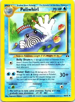Poliwhirl 44/75 Uncommon Neo Discovery WOTC Pokemon Unlimited Lightly Played - Image 1