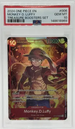 2024 One Piece EN Monkey D. Luffy ST10-006 SR Treasure Boosters Set PSA 10 - Image 1