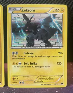 Zekrom 47/114 Black & White Reverse Holo + Zekrom 50/99 Next Destinies Holo Rare - Image 3