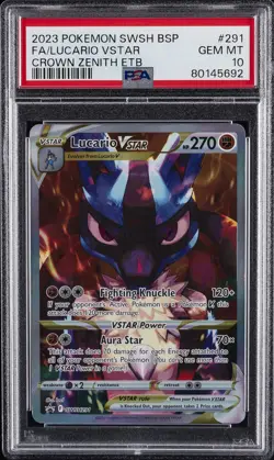 2023 POKEMON SWSH BLACK STAR PROMO #291 FULL ART/LUCARIO VSTAR PSA 10 - Image 1