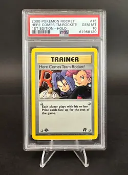 Pokemon Here Comes Team Rocket! Team Rocket 1st Edition Holo Rare #15 PSA 10 - Image 1