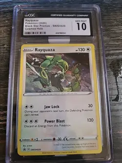 2020 Pokemon TCG SWSH029 Rayquaza Cosmos Holo Black Star CGC mint 10 - Image 1