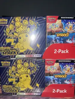 Pokemon Surging Sparks ETB & Booster Bundle Costco 2-Pack. Factory Sealed - Image 1