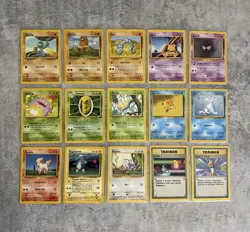 1999 POKEMON BASE SET UNLIMITED 15 CARDS TOTAL - Image 1