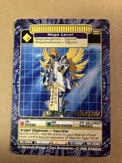 Digimon Digi Battle Series 3 Seraphimon Card BO-150 Gold Text Bandai 2000 - Image 1