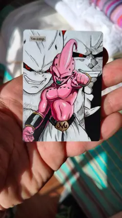 MTG Hand Painted Altered Swamp – Majin Boo Dragon Ball Z Fan Art – Unique Magic - Image 4