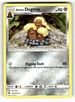 Alolan Dugtrio 123/214 Uncommon Lost Thunder Pokemon Lightly Played - Image 1