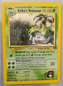 Pokemon TCG Erika's Venusaur 4/132 Holo Unlimited Gym Challenge Played Rare Card - Image 1