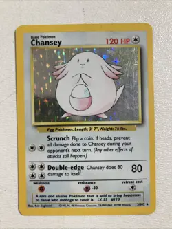 Vintage Pokemon Card Chansey 3/102 Base Set Unlimited Holo Rare Nice #3 - Image 1