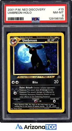 Pokemon 2001 Umbreon 13/75 Holo Neo Discovery PSA 8 - Image 1