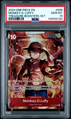 2024 One Piece Monkey.D.Luffy Treasure Boosters Set ST10-006 PSA Gem Mint 10 - Image 1
