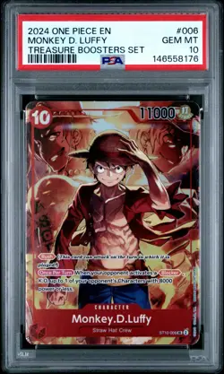 2024 One Piece Monkey.D.Luffy Treasure Boosters Set ST10-006 PSA Gem Mint 10 - Image 1