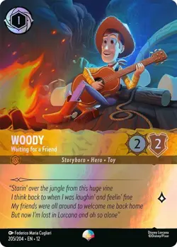 Disney Lorcana Woody Waiting for a Friend Epic Holofoil 205/204 Wilds Unknown - Image 1