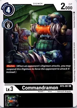 Commandramon BT5-061 Black Common Rookie (Lv3) Digimon Card CCG - Image 1