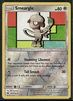 Smeargle 157/214 Rare Lost Thunder Pokemon Reverse Holo Lightly Played - Image 1