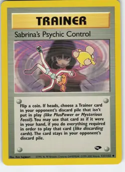 Sabrina's Psychic Control 121/132 Uncommon Unlimited Gym Challenge NM Pokemon - Image 1