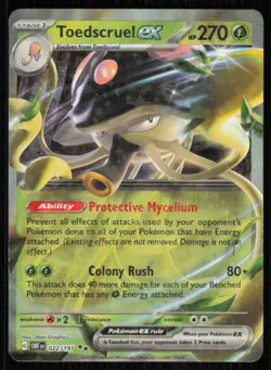 Toedscruel ex 022/197 Double Rare Obsidian Flames Pokemon Holo Lightly Played - Image 1