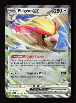 Pidgeot ex 164/197 Double Rare Obsidian Flames Pokemon Near Mint - Image 1