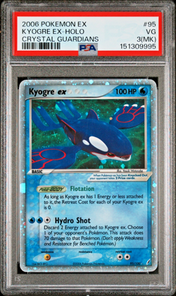 PSA 3 MK 2006 Pokemon Crystal Guardians Kyogre EX Holo Foil Rare 95/100 - Image 1