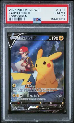 2022 POKEMON SWORD & SHIELD LOST ORIGIN #TG16 FULL ART/PIKACHU V PSA 10 - Image 1
