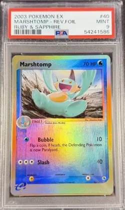 2003 Pokemon EX Ruby & Sapphire 40 Marshtomp Reverse PSA 9 Mint - Image 1