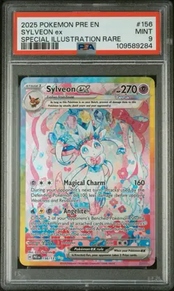 2025 Pokemon Pre En-Prismatic Evolutions Sylveon Ex #156 PSA 9 - Image 1