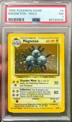 1999 Pokemon Base Set Magneton Holo 9/102 PSA 7 NM WOTC Vintage - Image 1
