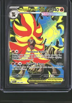 Mega Pyroar ex 099/086 Ultra Rare ME04: Chaos Rising Pokemon NM/M - Image 1