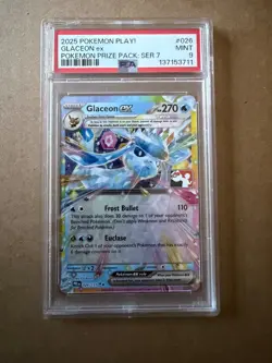 Glaceon ex PSA 9 2025 Pokemon Play Prize Pack Series 7 Prismatic Evolutions - Image 1