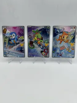 Pokemon Turtwig Piplup Chimchar Holo Lot of 3 First Partner Pack - Image 1