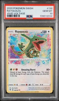 PSA 10 RAYQUAZA 138 AMAZING RARE VIVID VOLTAGE POKEMON - Image 1