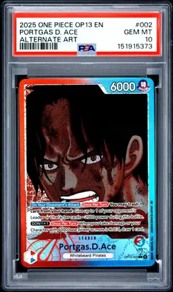 2025 One Piece Portgas D. Ace Leader Alt Art #OP13-002 PSA 10 GEM MINT - Image 1