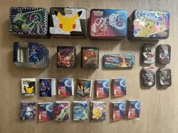 Pokemon 4x Lunchbox Tins + 7x Tins Pokemon Cards & Stickers & 14xPocket Binders - Image 1