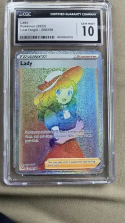 POKEMON 2022 Lady Rainbow Lost Origin 208/196 CGC 10 Gem Mint - Image 1