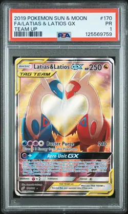 Pokemon Team Up Latias & Latios GX 170/181 Ultra Rare PSA 1 (POP 83) - Image 1