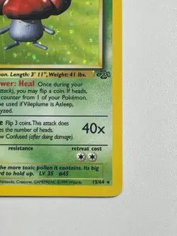 ** Pokemon - Vileplume Jungle 15/64 Vintage Holo Rare Unlimited English LP - Image 5