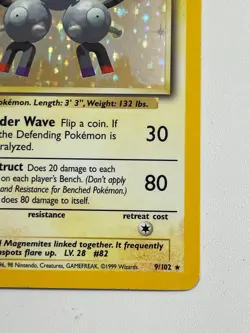 ** Pokemon Magneton 9/102 Base Set Holo Rare Vintage WOTC LP/LP+ - Image 5