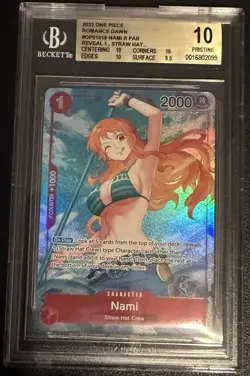 2022 One Piece OP01 EN Alternate Art #016 Nami Pre-Errata BGS 10 PRISTINE - Image 1