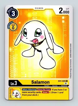 Salamon EX1-025 Common Yellow Rookie (LV3) Digimon Card CCG - Image 1