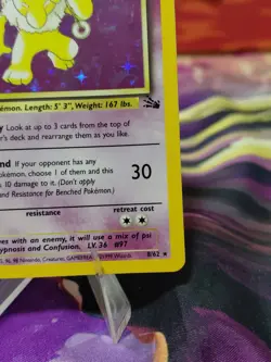 Pokemon TCG Hypno Fossil Holo Unlimited Rare Card 8/62 LP Condition Vintage 🔥 - Image 5