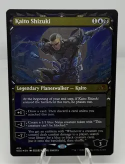 NM+ FOIL Etched MTG Kaito Shizuki Kamigawa Neon Dynasty #424 Magic Card - Image 1